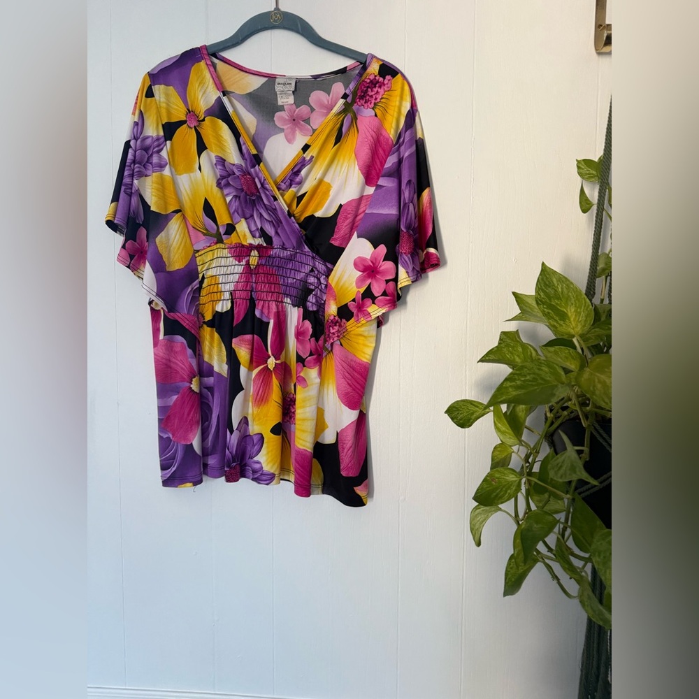 Vintage Y2K Floral Flutter Sleeve Top Spring Daisy Cinch Waist Whimsygoth Coast